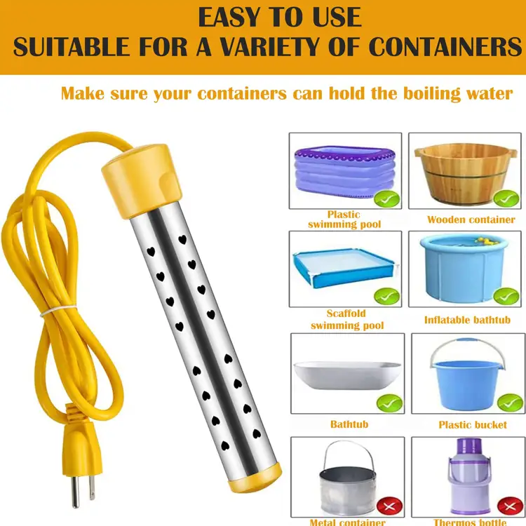 Electric Water Heaters — submersible 220v 1500W bucket electric Immersion portable Water Heater for bathroom 6