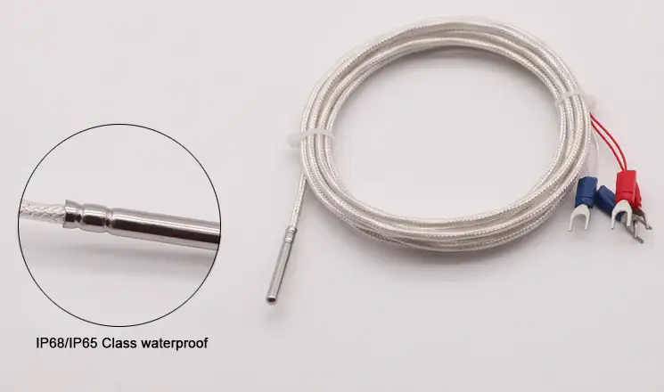 Cu100 Temperature Sensor — 3 wire industrial stainless steel probe thermocouple temperature rtd sensor PT100 3