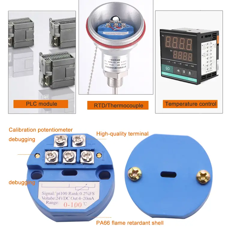 Thermometer Pt100 — Industrial Temperature Sensor Resistance Pt100 Thermocouple Double element 5