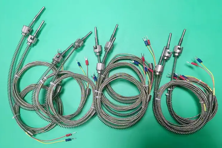 Spring Thermocouple — K J E PT100 type compression spring bayonet rtd thermocouple temperature sensors 1