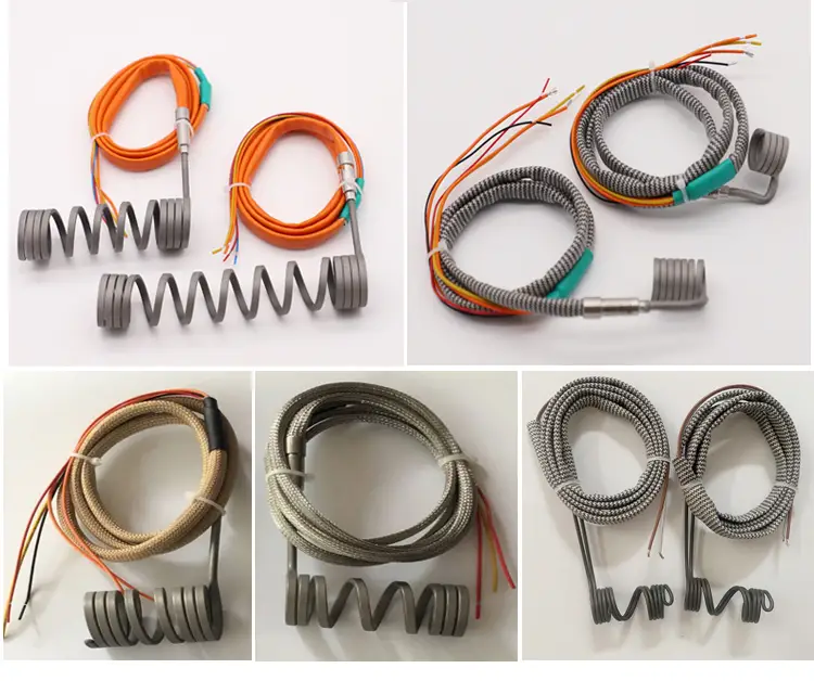 Custom Heating Element Coil — 220v industrial stainless steel air resistance spring electrical hot runner heater coil with thermocouple 5