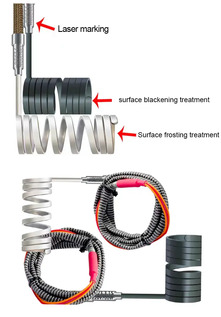 Custom Heating Element Coil — 220v industrial stainless steel air resistance spring electrical hot runner heater coil with thermocouple 3