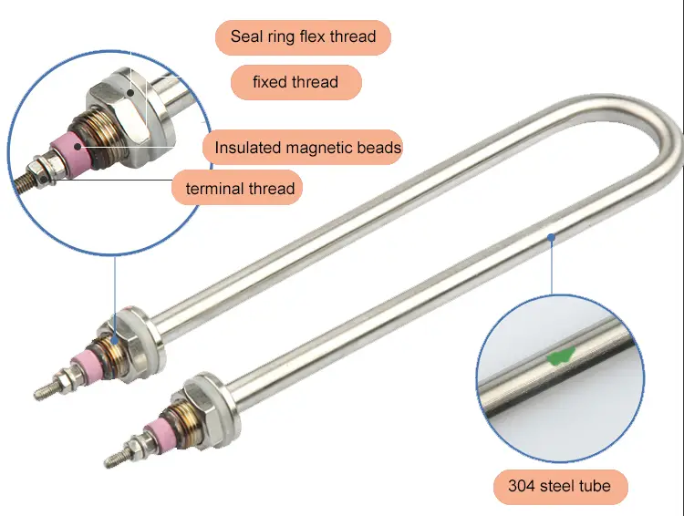 U Shape Heating Element — 220v 1kw 1.5kw 2kw 3kw 4kw industrial Stainless steel single U type electric tubular air heaters for rice steamer 4
