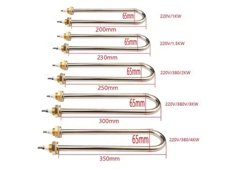 U Shape Heating Element — 220v 1kw 1.5kw 2kw 3kw 4kw industrial Stainless steel single U type electric tubular air heaters for rice steamer 6