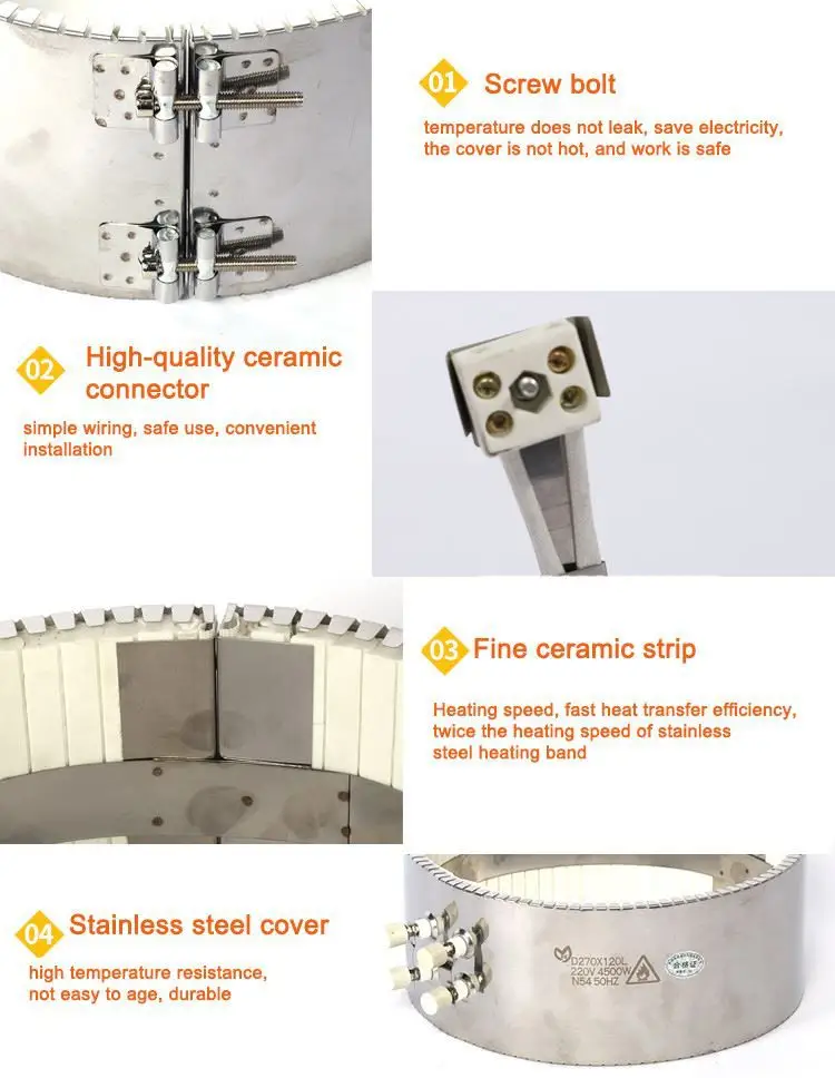 220v High Temperature Extruder Barrel Electric Ceramic Heater Band — product detail 5
