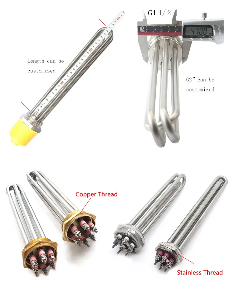 Heating Water Rod — 3kw/6kw/9kw/12kw/15kw Electric Industrial tubular immersion water heater for Liquid heating element 4