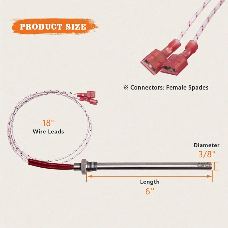 Pellet Grill Igniter For Lennox Stove — H8127 12150213 XP3500 400 Watts 120V AC Pellet Stove Threaded Ignitor Hot Rod for Whitfield & Lennox 2