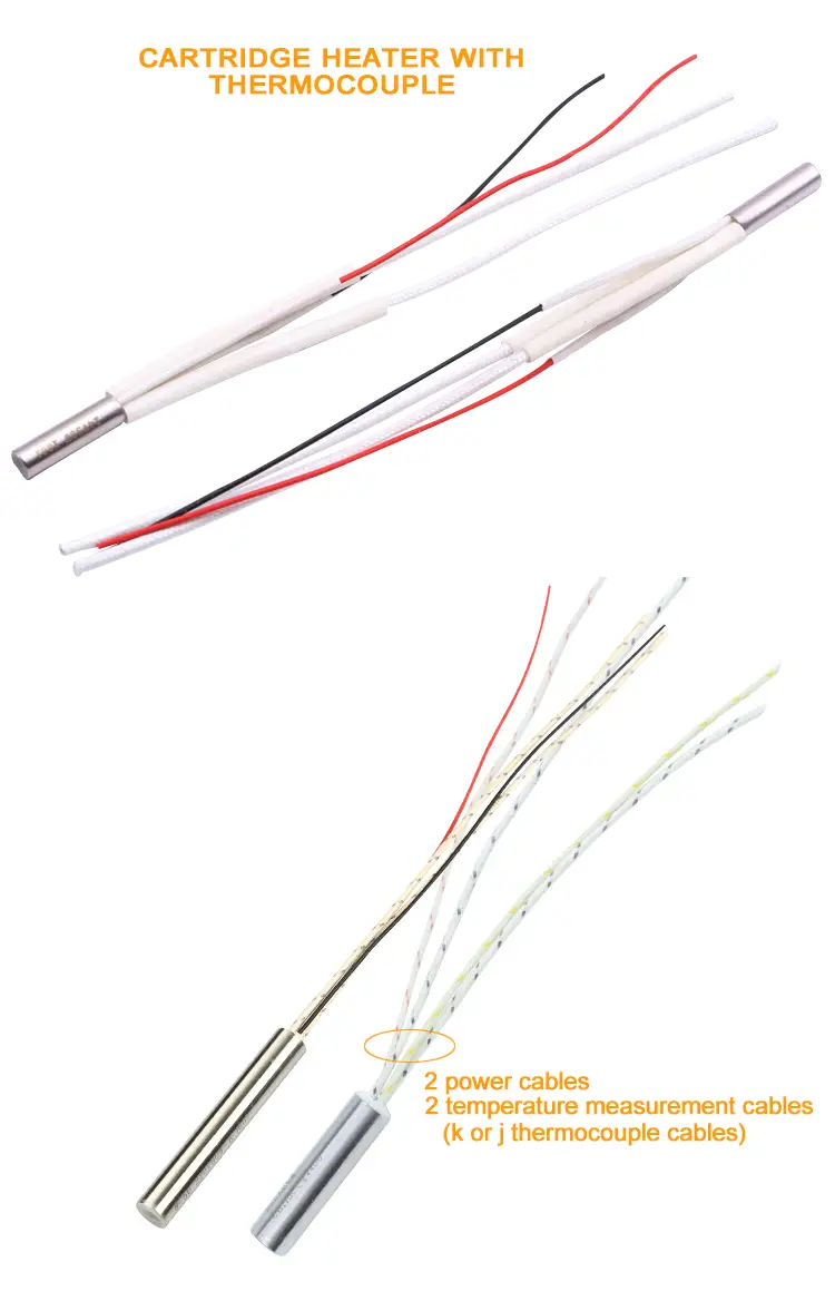 Cartridge Heater With Thermocouple — high quality 100w 110v 220v 230v Industrial electric pencil cartridge heater rod resistance with ground wire 4