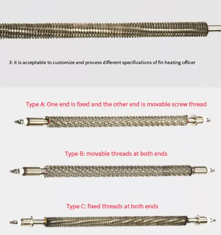 Stainless Steel Straight Type Air Finned Heating Element — product detail 4