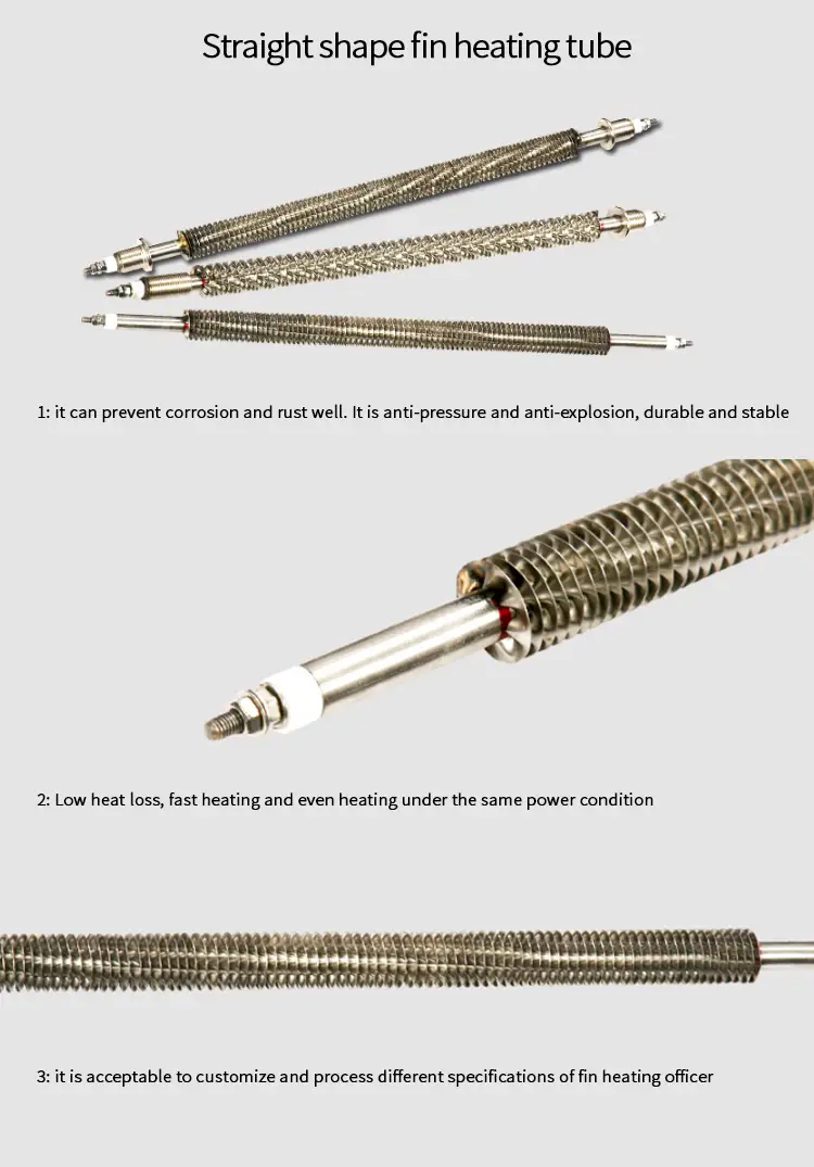 Finned Heater — 220 volt dc stainless steel industrial electric finned resistance air oven straight tubular heating elements 4