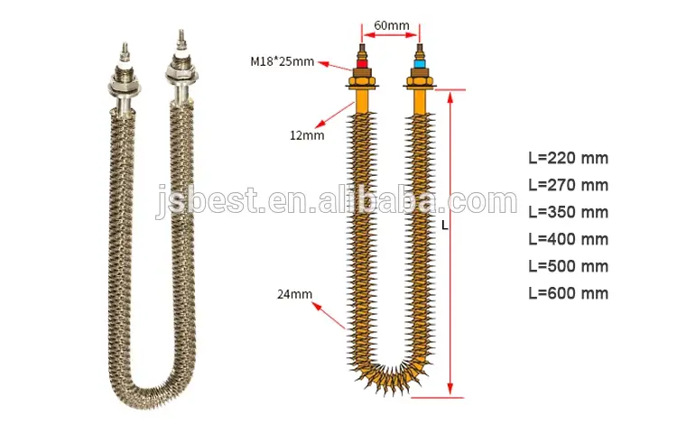 220v U Shape Electric Air Fin Tubular Heater — 220v 2kw 3kw 5kw stainless steel industrial electric air tubular finned strip heater 1
