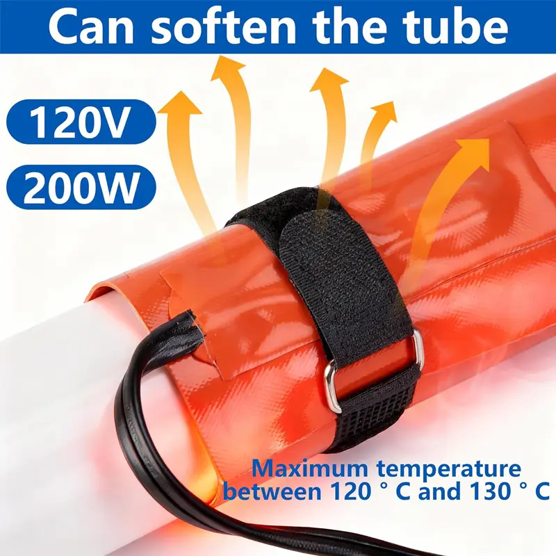 Pvc Heating Blanket — 120V 200W Flexible Silicone Pipe Pvc Heating Blanket for 1/2 to 1 1/2 Inch for Pipe Bending 3
