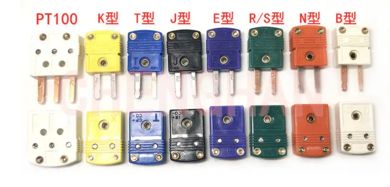 Yellow Mini K Type Thermocouple Connector Plug — Industrial 2 Pin Socket Connector Male Type k Mini Thermocouple Female Plug 1
