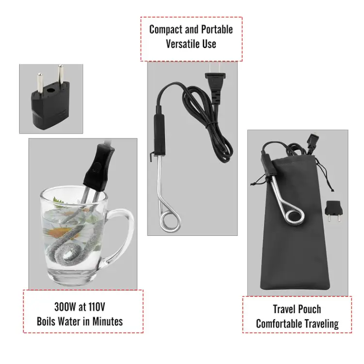 Mini Water Heater — 110v 220v 300w 1200w stainless steel cup mini heater element electric Portable Water Heater for cup 3
