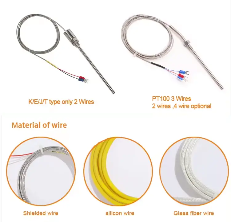 Type K Thermocouples — oem stainless steel probe mineral insulated thermocouple k type threaded temperature sensor 4