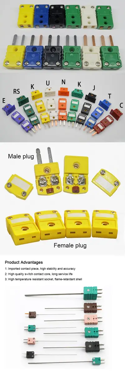 K-type Thermocouple Plug — industrial mi E T J K type male female plug temperature thermocouple connector 1