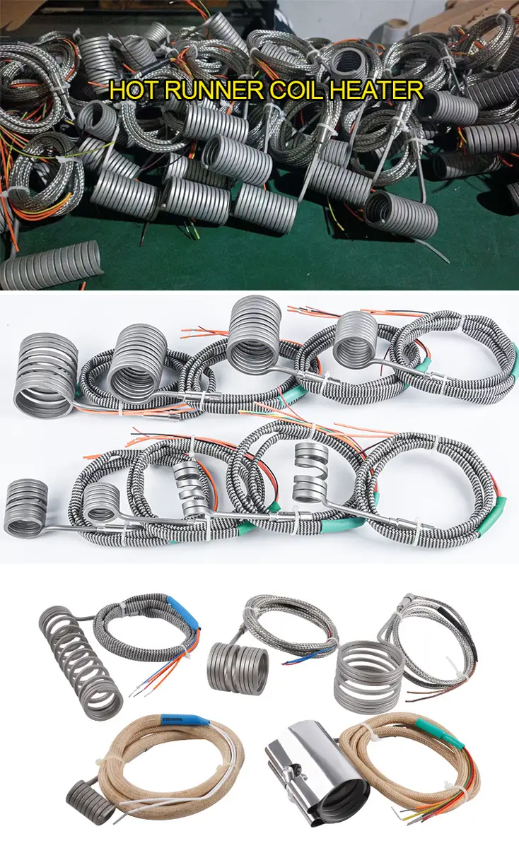 Custom Heating Element Coil — 220v industrial stainless steel air resistance spring electrical hot runner heater coil with thermocouple 1