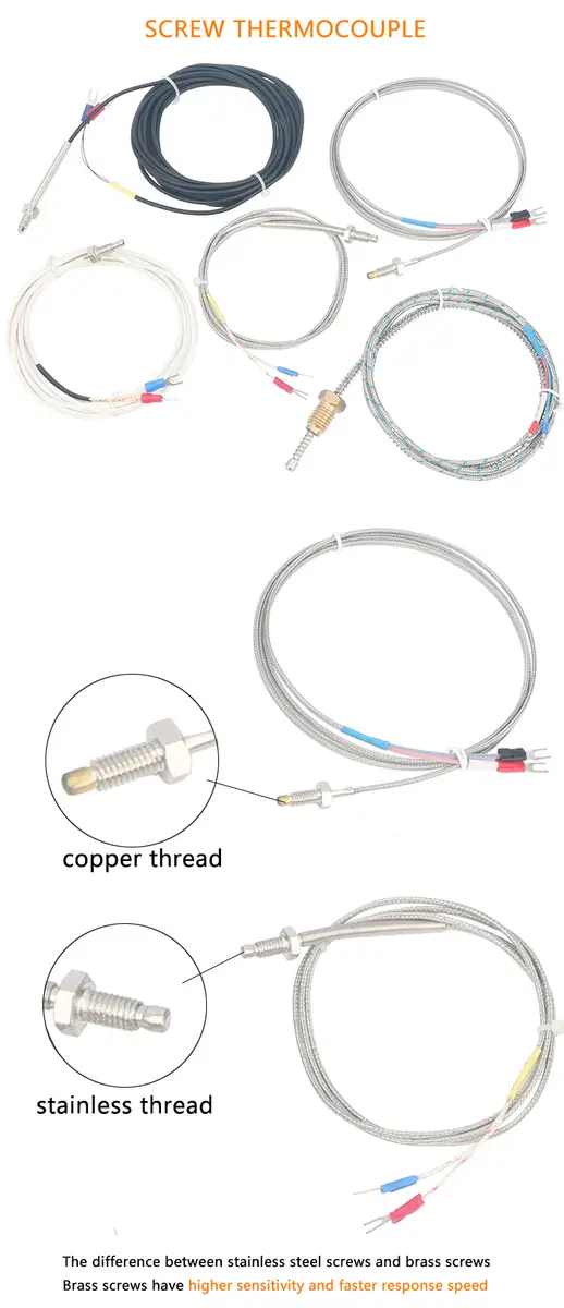 PT100 Sensor M6 3-Wire — OEM ODM industrial M8 rtd E J K type high temperature sensor thermocouple m6 screw 1